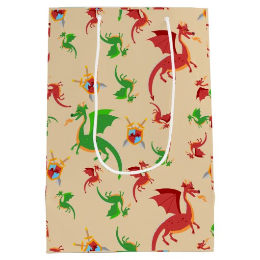 Dragon Slayer Knight Boy Verjaardagsfeestje Medium Cadeauzakje (Achterkant)