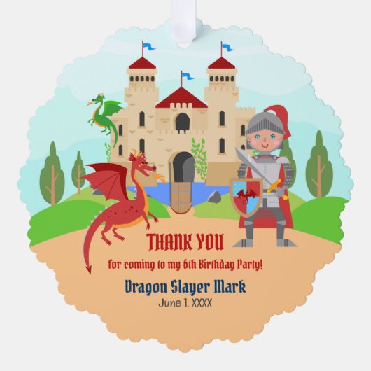 Dragon Slayer Knight Boy Verjaardagsfeestje Ornament Kaart (Voorkant)