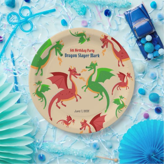Dragon Slayer Knight Boy Verjaardagsfeestje Papieren Bordje (Feest)