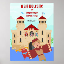 Dragon Slayer Knight Boy Verjaardagsfeestje Poster