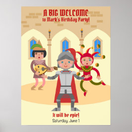 Dragon Slayer Knight Boy Verjaardagsfeestje Poster