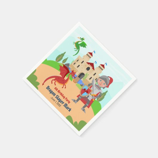 Dragon Slayer Knight Boy Verjaardagsfeestje Servet (Hoek)