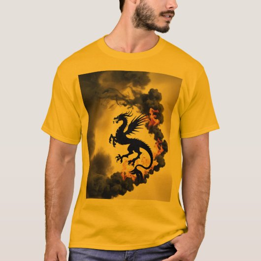 Dragon Smoke Silhouette Goud/Geel T-shirt (Voorkant)