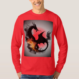 Dragon Smoke Silhouette Rood T-shirt met lange mou