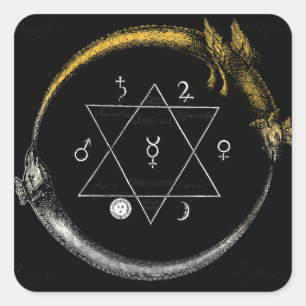 Dragon & Snake Ouroboros Vierkante Sticker