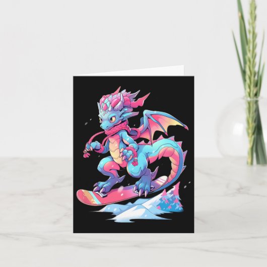 Dragon Snowboard Snowboarder Winter Kaart (Voorkant)