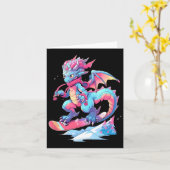 Dragon Snowboard Snowboarder Winter Kaart (Gele Bloem)