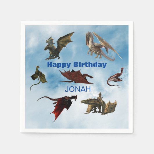 Dragon Species Fun Fantasy Personalized Birthday N Servet (Voorkant)