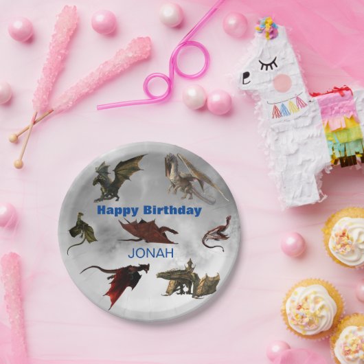 Dragon Species Fun Fantasy Personalized Birthday P Papieren Bordje (Feest)