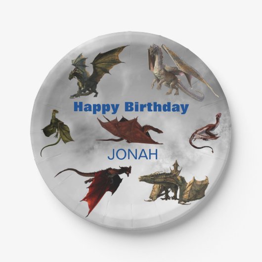 Dragon Species Fun Fantasy Personalized Birthday P Papieren Bordje (Voorkant)