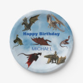 Dragon Species Fun Fantasy Personalized Birthday P Papieren Bordje (Voorkant)