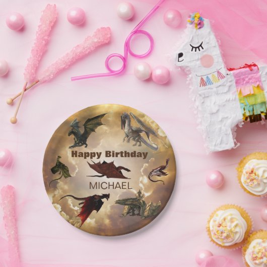 Dragon Species Fun Fantasy Personalized Birthday Papieren Bordje (Feest)