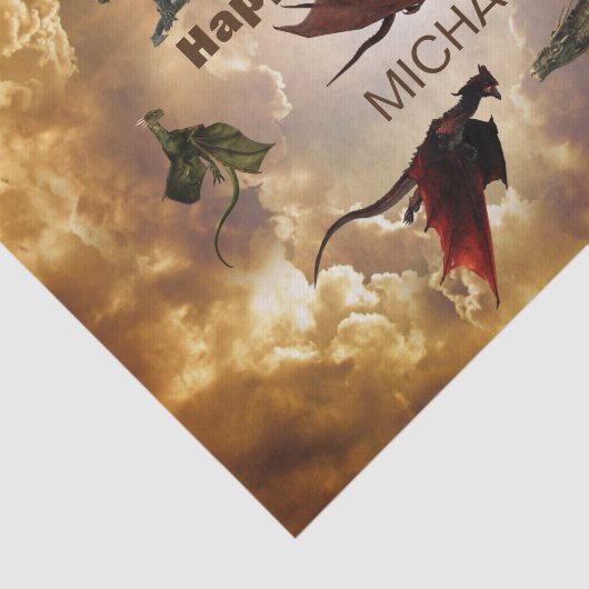 Dragon Species Fun Fantasy Personalized Birthday Tissuepapier (Detail)