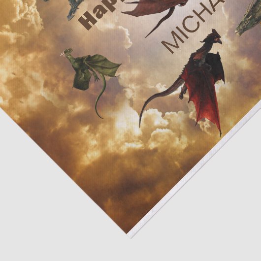 Dragon Species Fun Fantasy Personalized Birthday Tissuepapier (Detail)