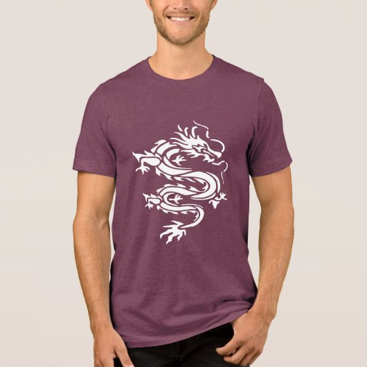 Dragon Stencil Style Cut Out Illustration Tri-Blend Shirt (Voorkant)