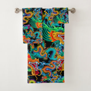 Dragon Storm - Colorful Chinese Dragons Bad Handdoek