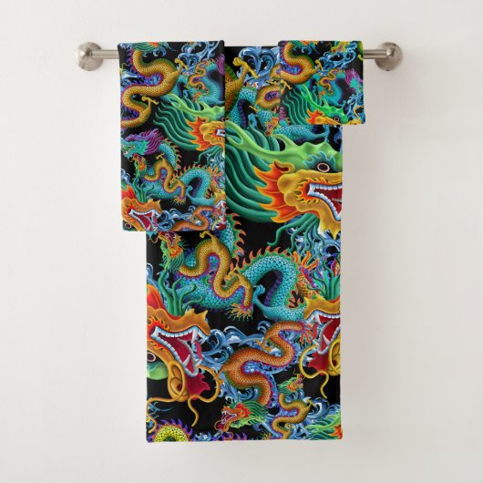 Dragon Storm - Colorful Chinese Dragons Bad Handdoek (Insitu)