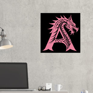Dragon Style Letter A, Dragon Alphabet, Monogram Folie Afdrukken