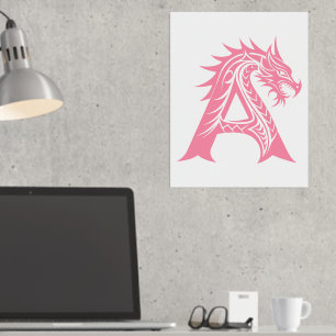 Dragon Style Letter A, Dragon Alphabet, Monogram Folie Afdrukken