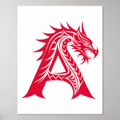 Dragon Style Letter A, Dragon Alphabet, Monogram Folie Afdrukken (Voorkant)