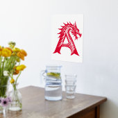 Dragon Style Letter A, Dragon Alphabet, Monogram Folie Afdrukken (Laag (Keuken))