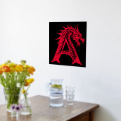 Dragon Style Letter A, Dragon Alphabet, Monogram Folie Afdrukken (Laag (Keuken))
