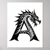 Dragon Style Letter A, Dragon Alphabet, Monogram Folie Afdrukken (Voorkant)
