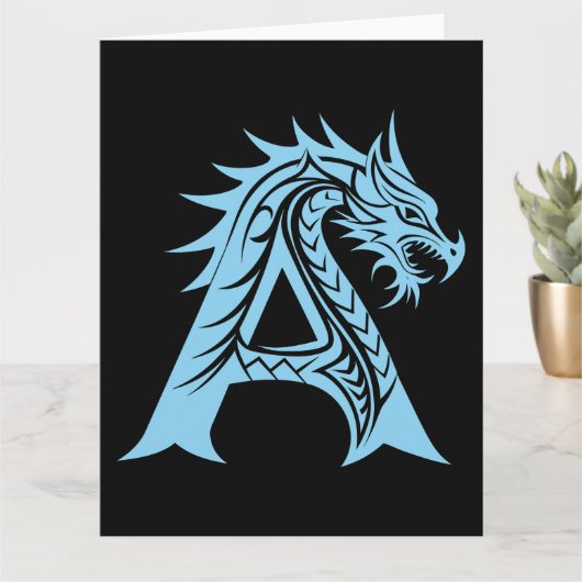 Dragon Style Letter A, Dragon Alphabet, Monogram Kaart (Kleine Plant)
