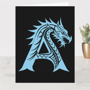 Dragon Style Letter A, Dragon Alphabet, Monogram Kaart