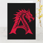 Dragon Style Letter A, Dragon Alphabet, Monogram Kaart (Gele Bloem)