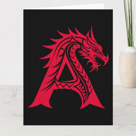 Dragon Style Letter A, Dragon Alphabet, Monogram Kaart (Voorkant)