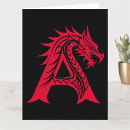 Dragon Style Letter A, Dragon Alphabet, Monogram Kaart