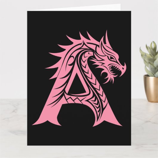 Dragon Style Letter A, Dragon Alphabet, Monogram Kaart (Kleine Plant)