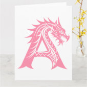 Dragon Style Letter A, Dragon Alphabet, Monogram Kaart (Gele Bloem)