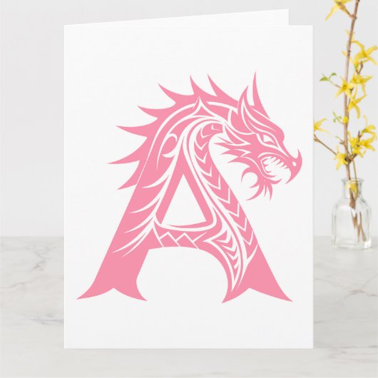 Dragon Style Letter A, Dragon Alphabet, Monogram Kaart (Gele Bloem)