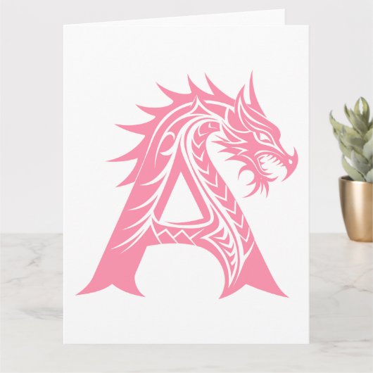 Dragon Style Letter A, Dragon Alphabet, Monogram Kaart (Kleine Plant)