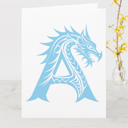 Dragon Style Letter A, Dragon Alphabet, Monogram Kaart (Gele Bloem)
