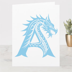 Dragon Style Letter A, Dragon Alphabet, Monogram Kaart