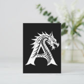 Dragon Styled Letter A, Dragon Alphabet, Monogram Briefkaart (Staand voorkant)