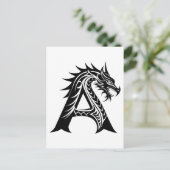 Dragon Styled Letter A, Dragon Alphabet, Monogram Briefkaart (Staand voorkant)