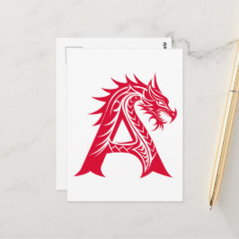 Dragon Styled Letter A, Dragon Alphabet, Monogram Briefkaart