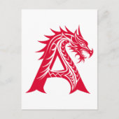 Dragon Styled Letter A, Dragon Alphabet, Monogram Briefkaart (Voorkant)