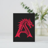 Dragon Styled Letter A, Dragon Alphabet, Monogram Briefkaart (Staand voorkant)