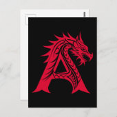 Dragon Styled Letter A, Dragon Alphabet, Monogram Briefkaart (Voorkant / Achterkant)