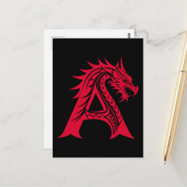 Dragon Styled Letter A, Dragon Alphabet, Monogram Briefkaart