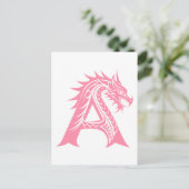 Dragon Styled Letter A, Dragon Alphabet, Monogram Briefkaart (Staand voorkant)