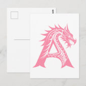 Dragon Styled Letter A, Dragon Alphabet, Monogram Briefkaart (Voorkant / Achterkant)
