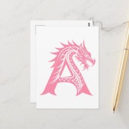 Dragon Styled Letter A, Dragon Alphabet, Monogram Briefkaart