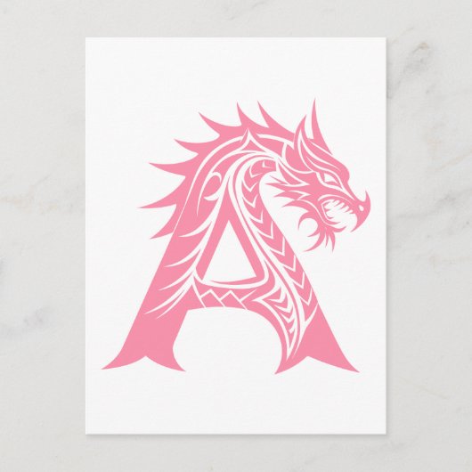 Dragon Styled Letter A, Dragon Alphabet, Monogram Briefkaart (Voorkant)