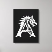 Dragon Styled Letter A, Dragon Alphabet, Monogram Canvas Afdruk (Voorkant)